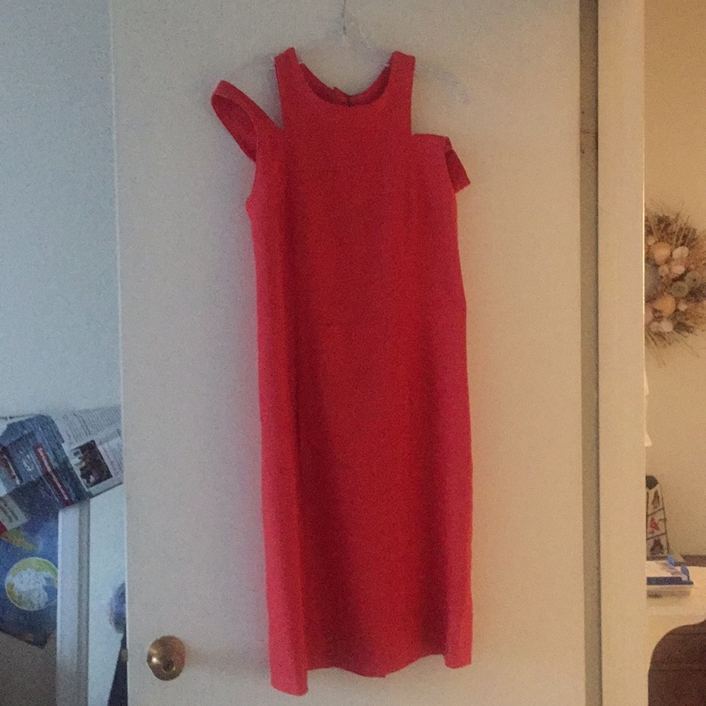 Vintage cotton linen red/orange dress